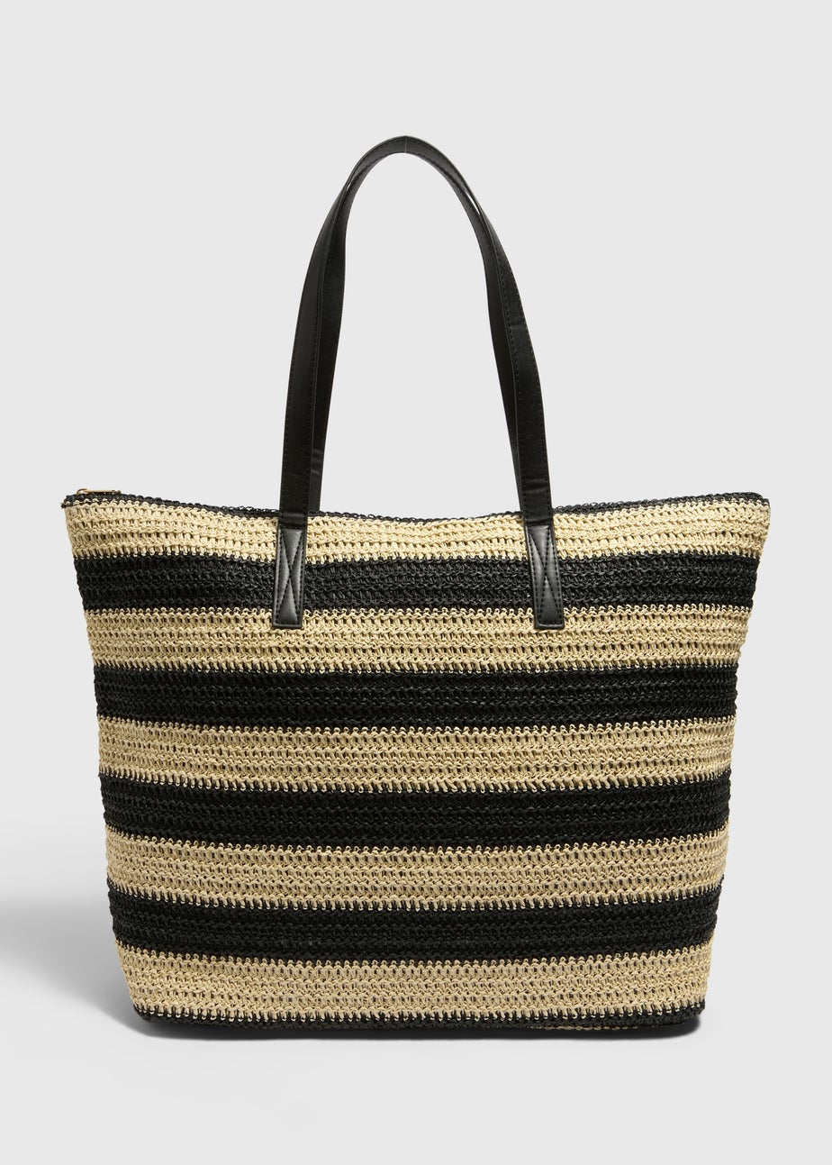Beige Natural Nautical Straw Beach Bag