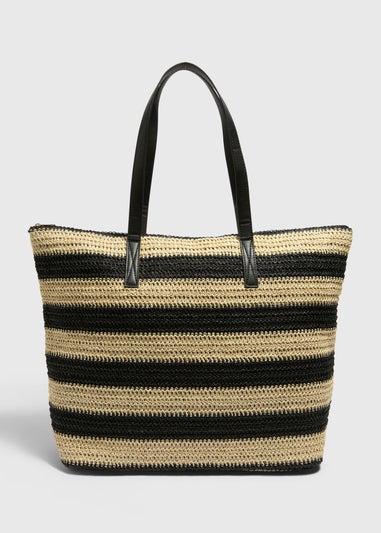 Beige Natural Nautical Straw Beach Bag