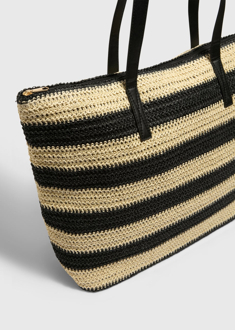 Beige Natural Nautical Straw Beach Bag