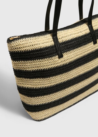 Beige Natural Nautical Straw Beach Bag