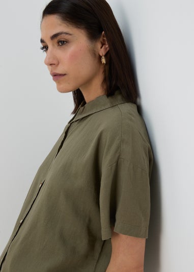 Khaki Linen Short Box Shirt