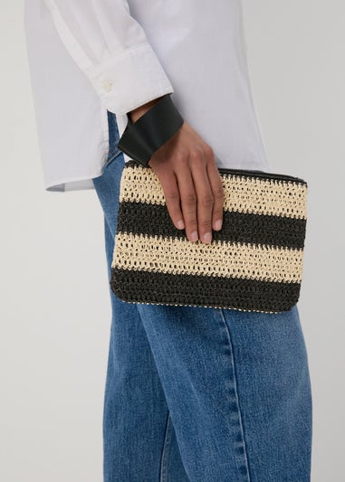 Black Mono Wristlet Clutch