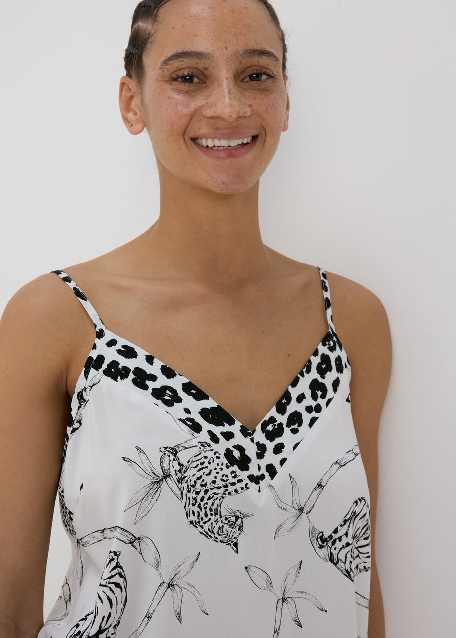 Cream Animal Print Viscose Cami Pyjama Top