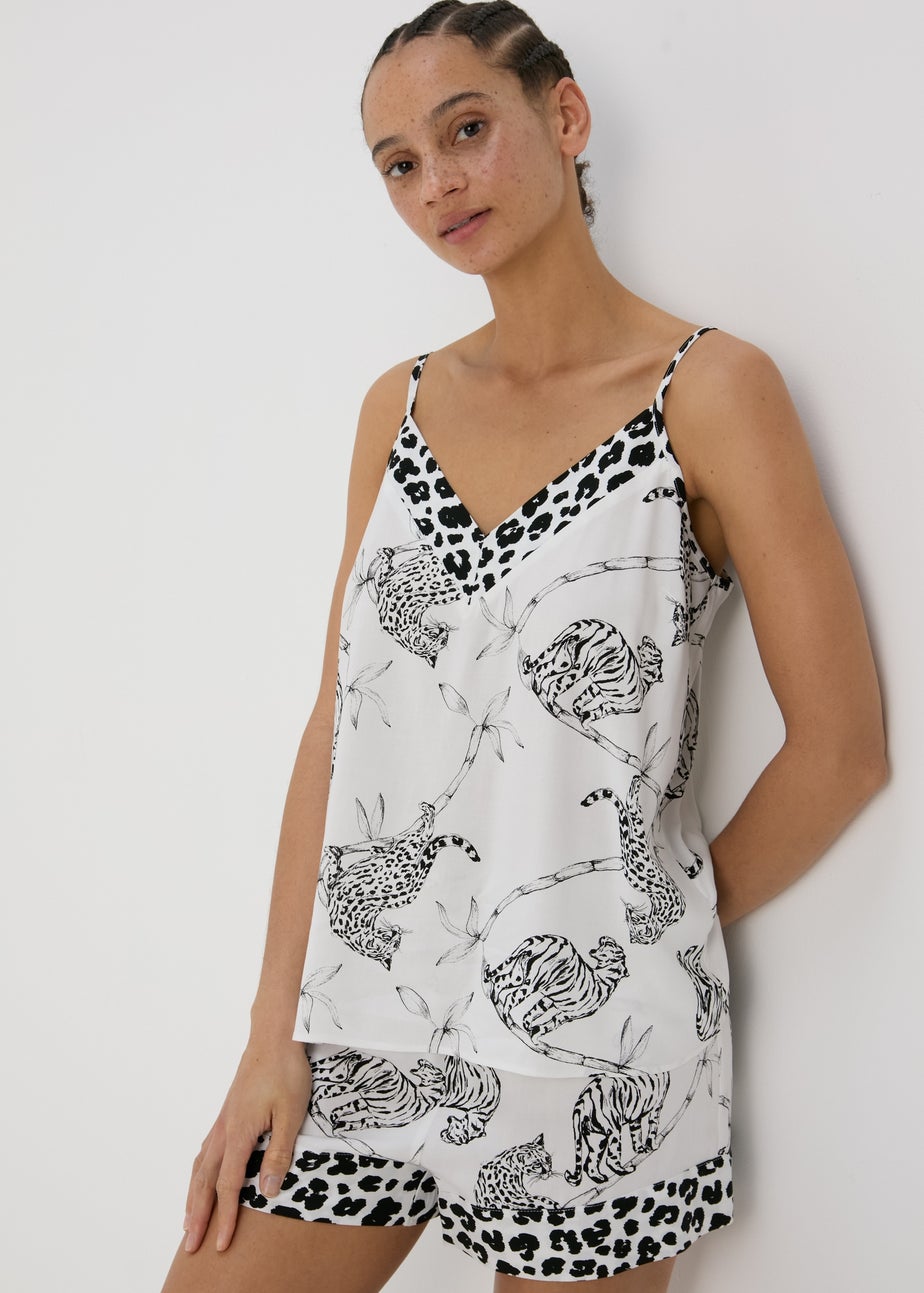 Cream Animal Print Viscose Cami Pyjama Top