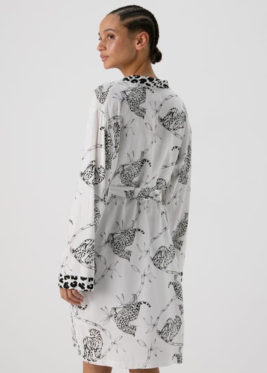 Cream Animal Print Viscose Kimono