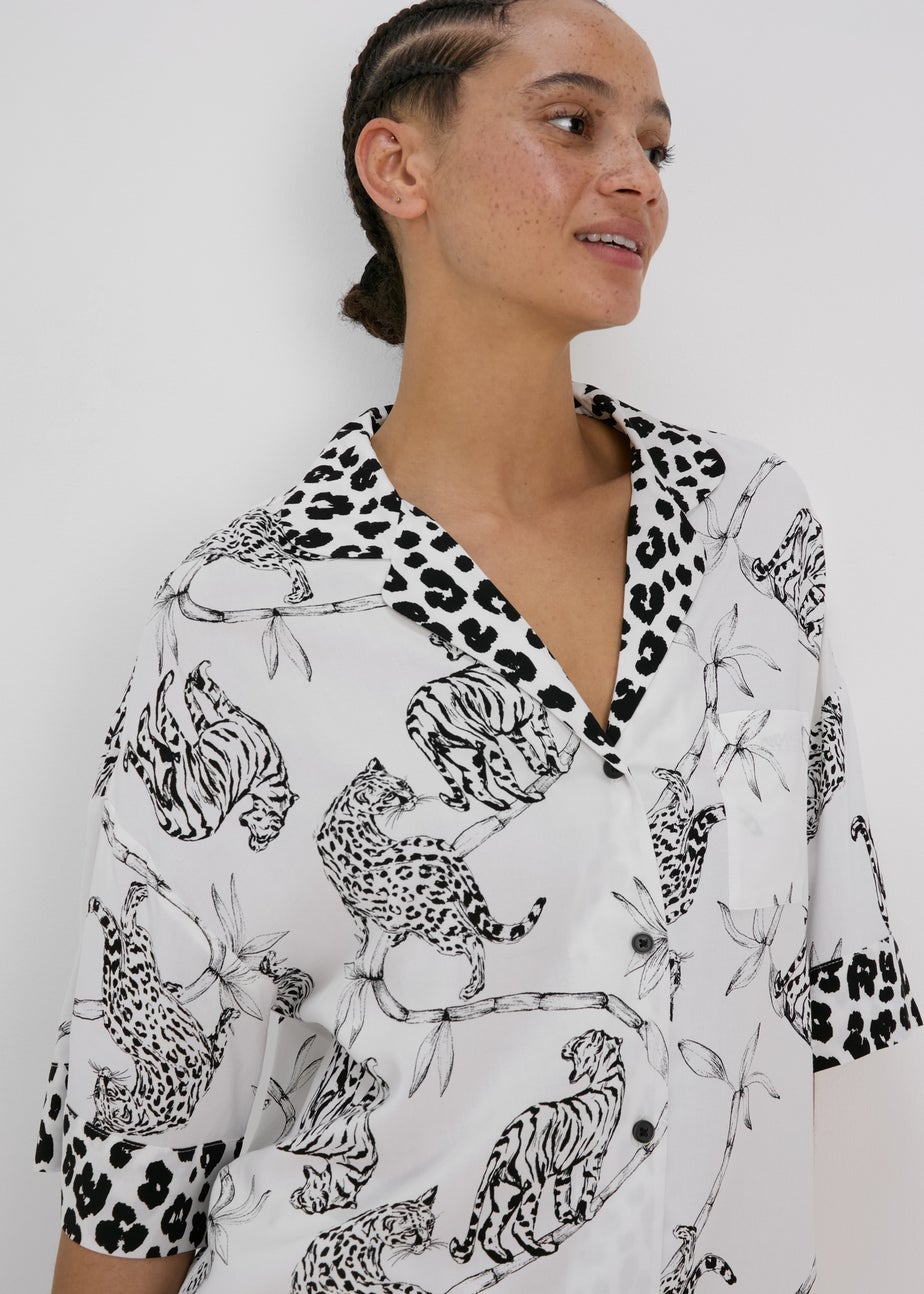 Cream Animal Print Viscose Pyjama Top