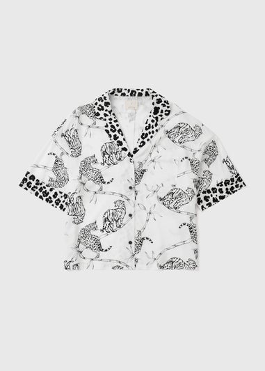 Cream Animal Print Viscose Pyjama Top