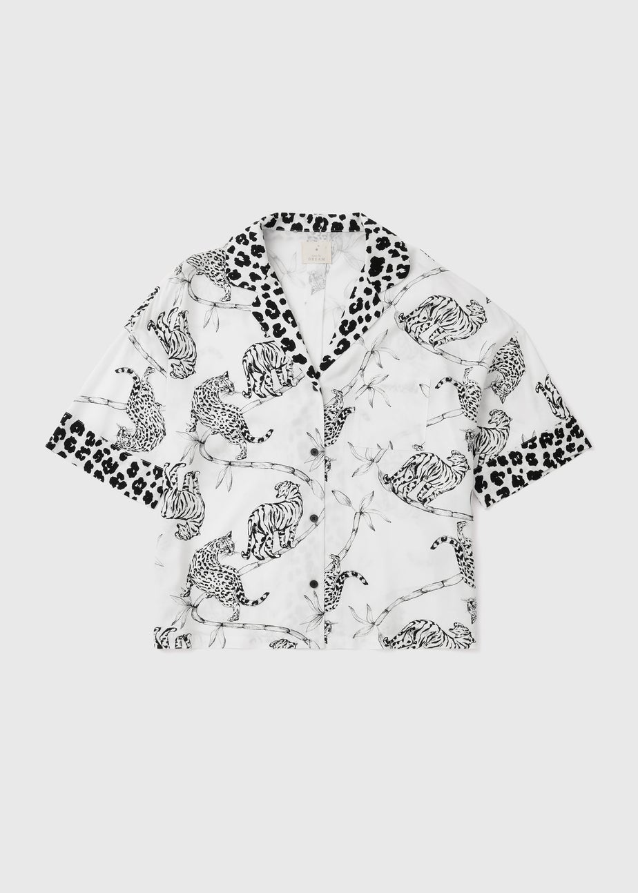 Cream Animal Print Viscose Pyjama Top