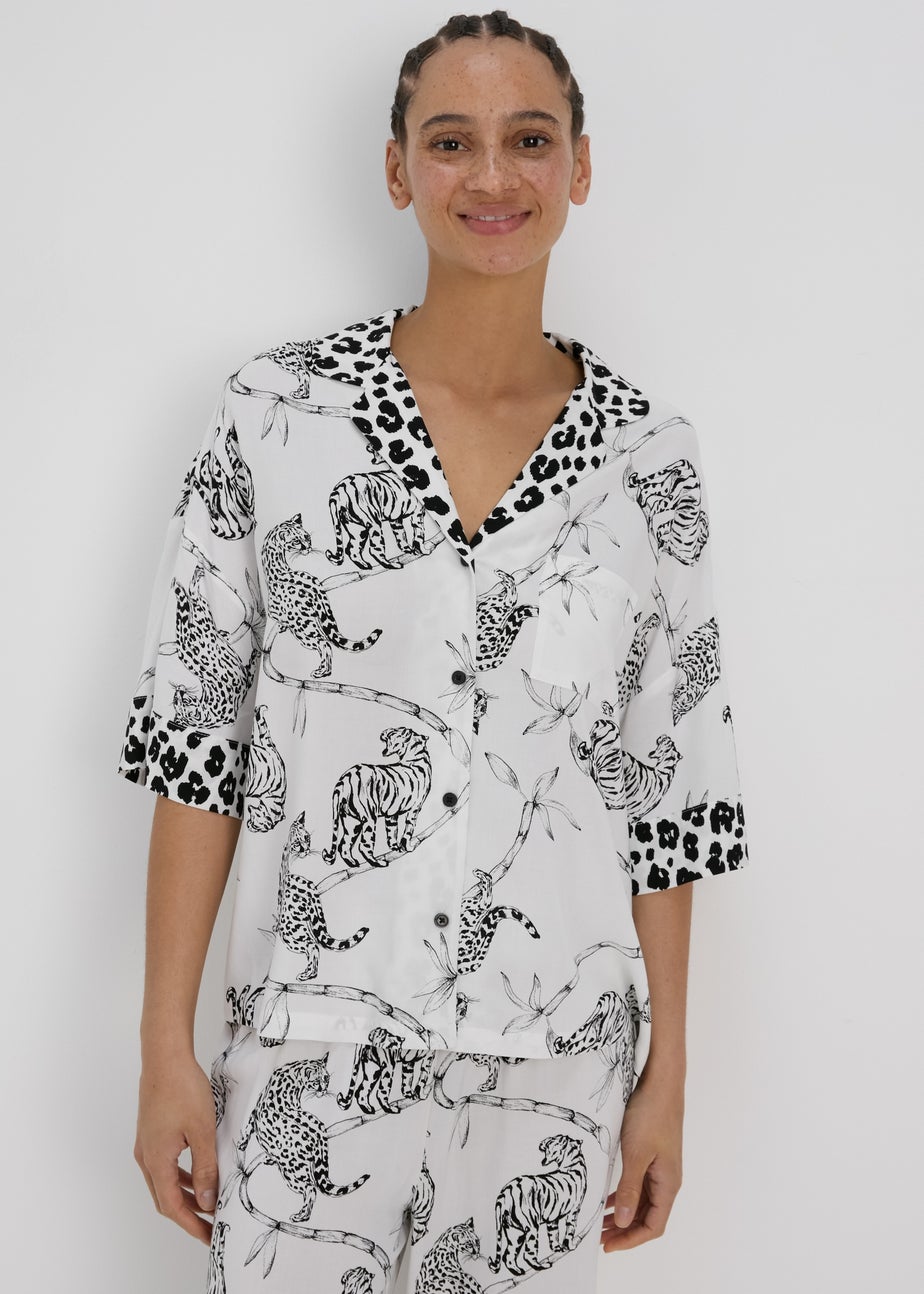 Cream Animal Print Viscose Pyjama Top