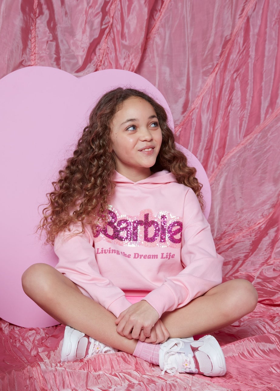 Barbie Pink Slogan Hoodie (4-11yrs)