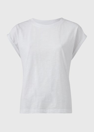 Papaya Petite White Relaxed Plain T-Shirt