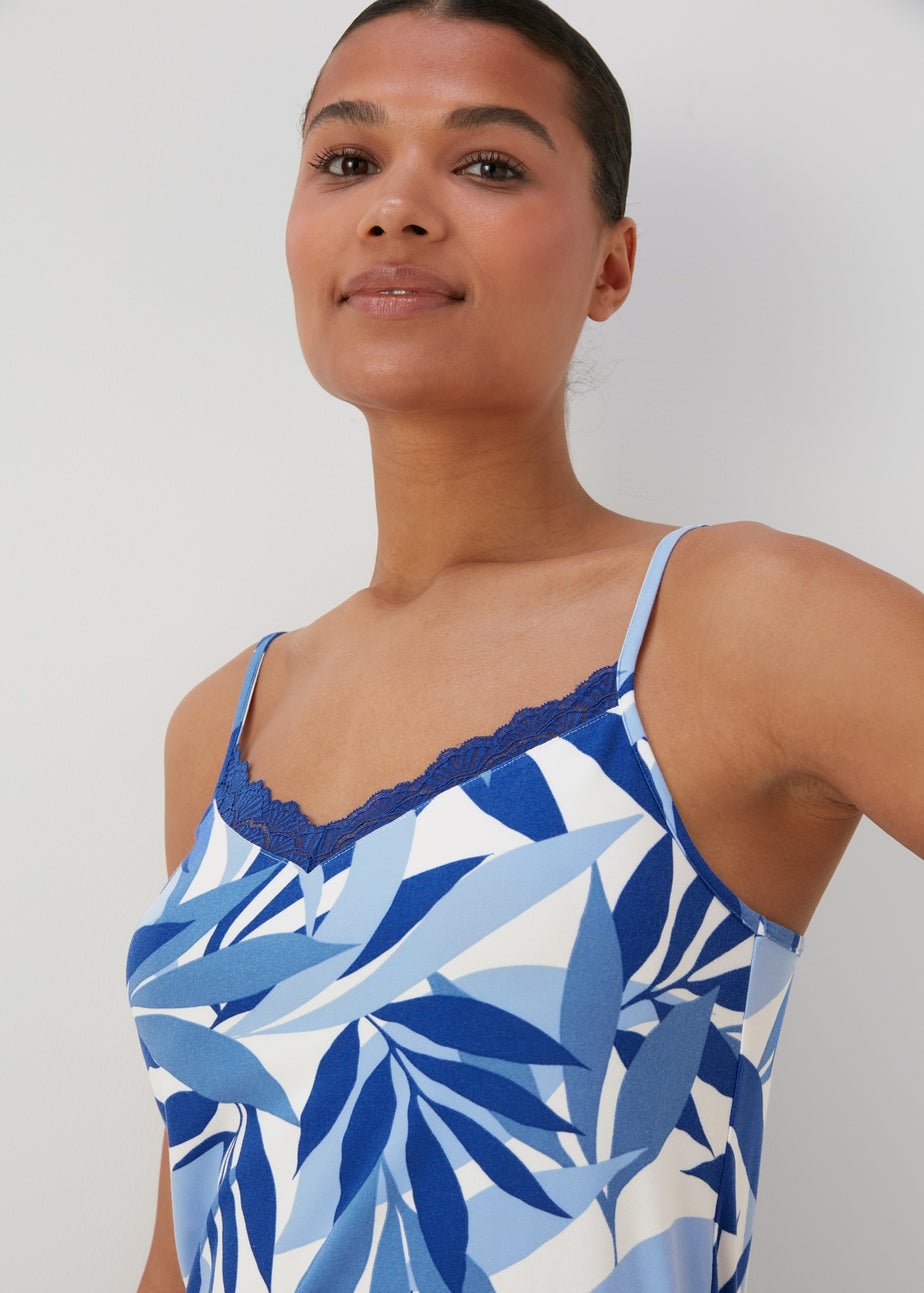 Blue Leaf Print Cami Pyjama Set