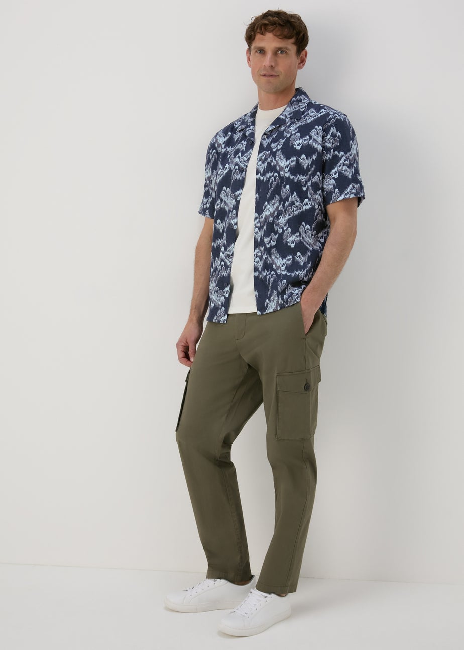 Navy Linen Viscose Shirt