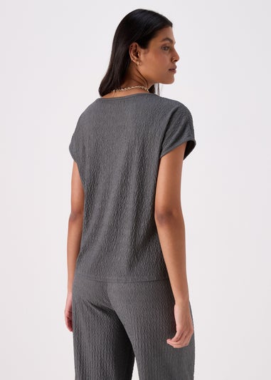 Papaya Petite Charcoal Textured Co Ord Top