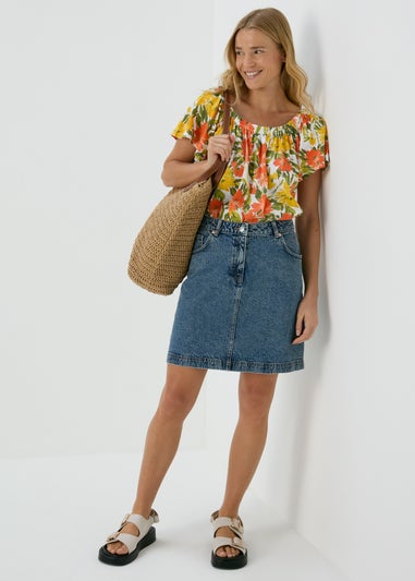 Green Printed Gypsy Top