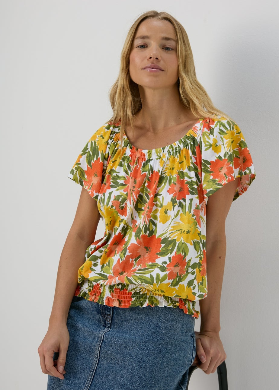 Green Printed Gypsy Top