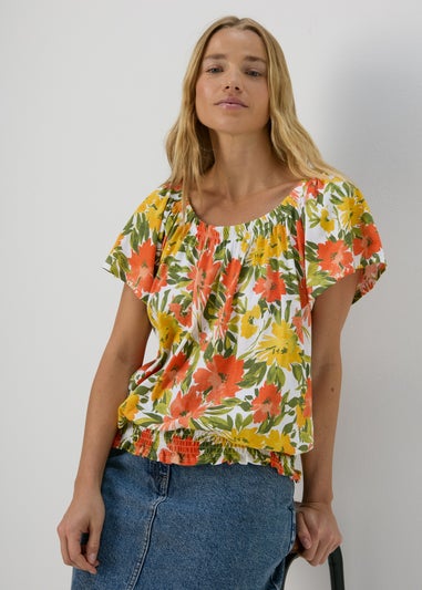 Green Printed Gypsy Top