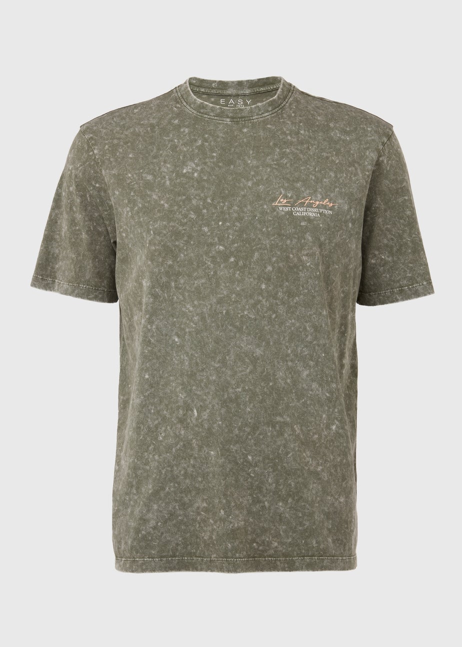 Khaki Los Angeles Acid Wash T-Shirt