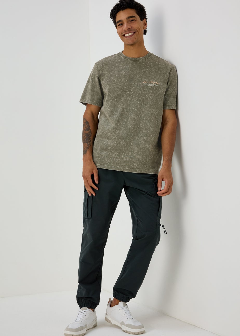 Khaki Los Angeles Acid Wash T-Shirt