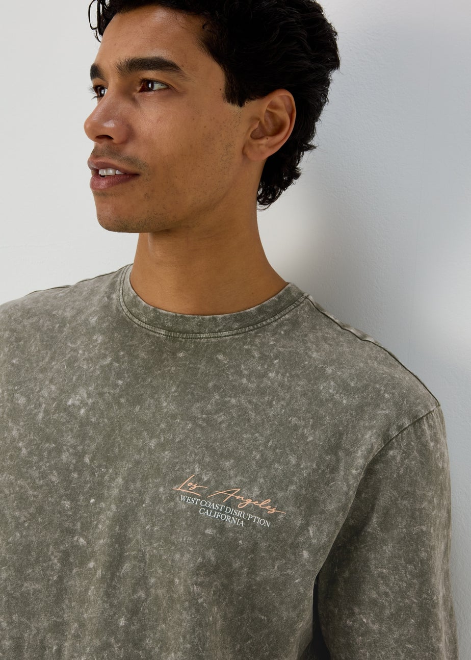 Khaki Los Angeles Acid Wash T-Shirt