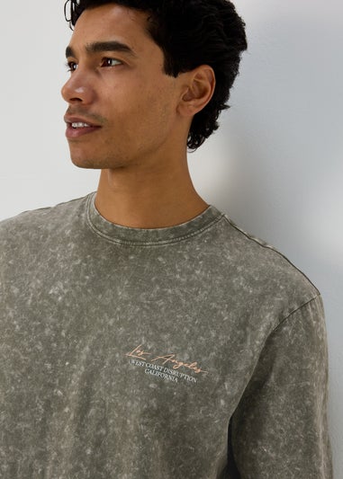 Khaki Los Angeles Acid Wash T-Shirt
