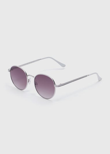 Silver Classic Round Lens Metal Nose Sunglasses
