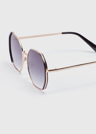Hexagon Black Trim Sunglasses