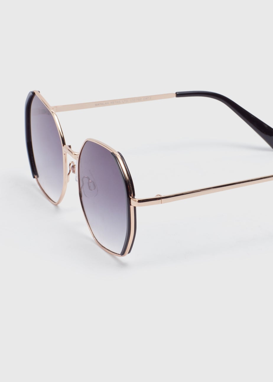 Hexagon Black Trim Sunglasses