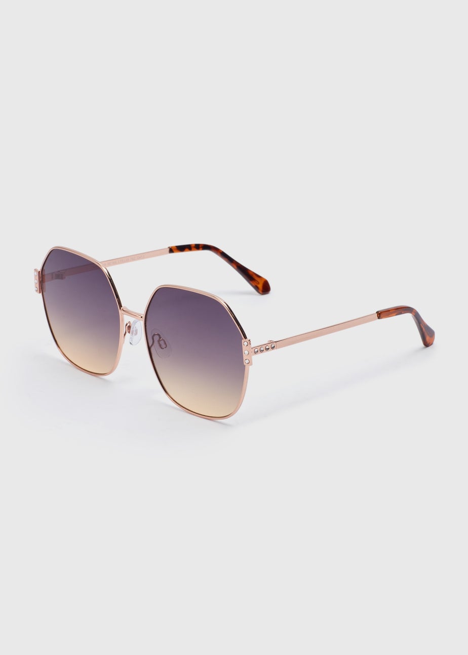 Hexagon Diamante Metallic Sunglasses