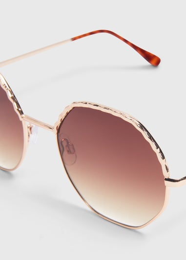 Hexagon Tortoise Gold Sunglasses
