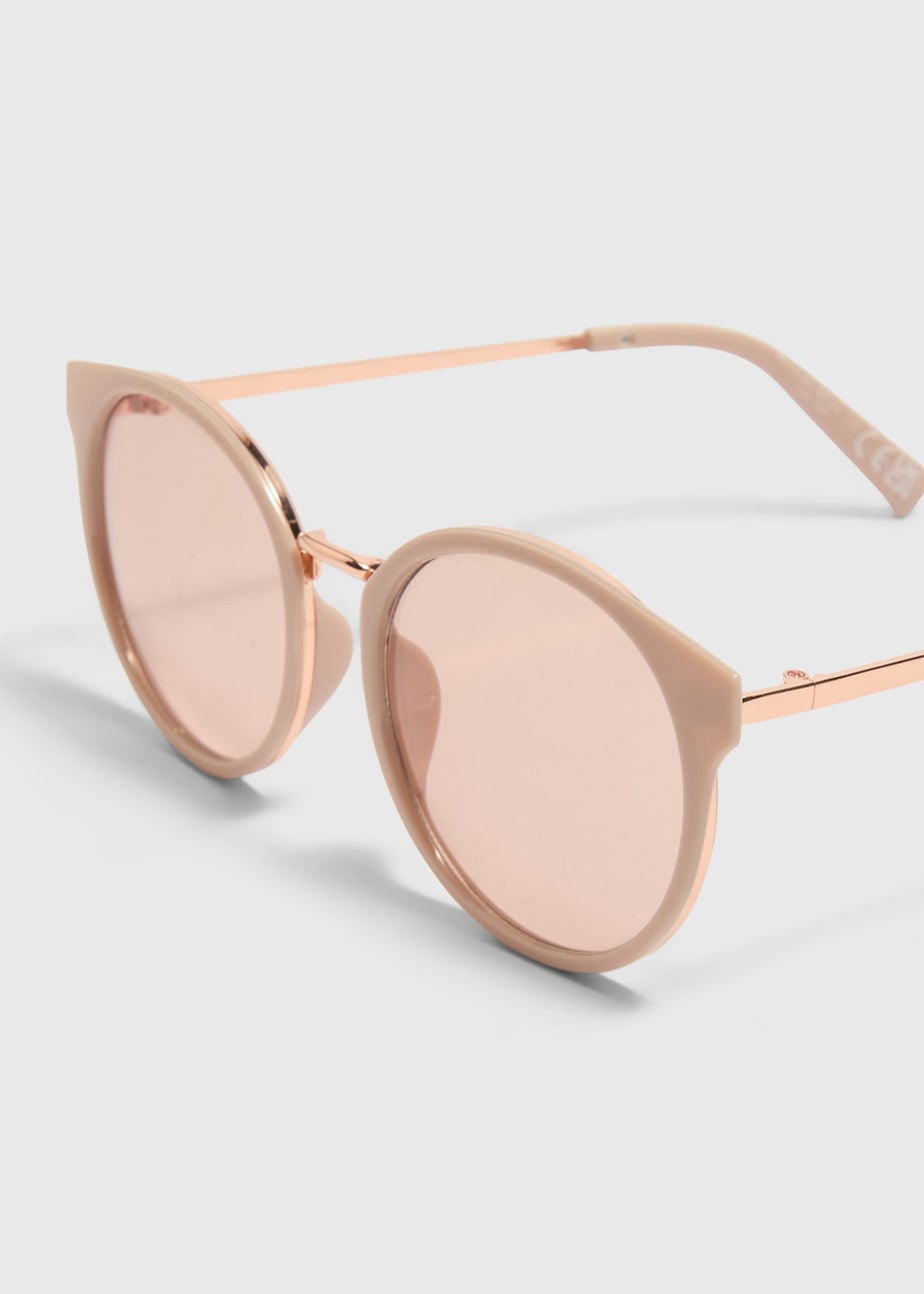 Nude Classic Round Lens Metal Nose Sunglasses