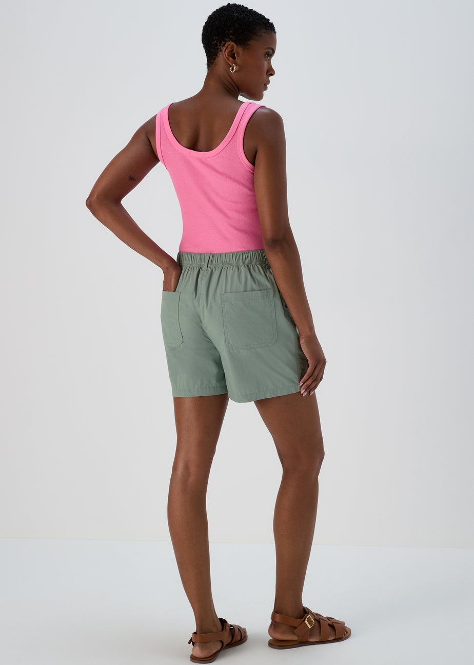 Green Poplin Shorts