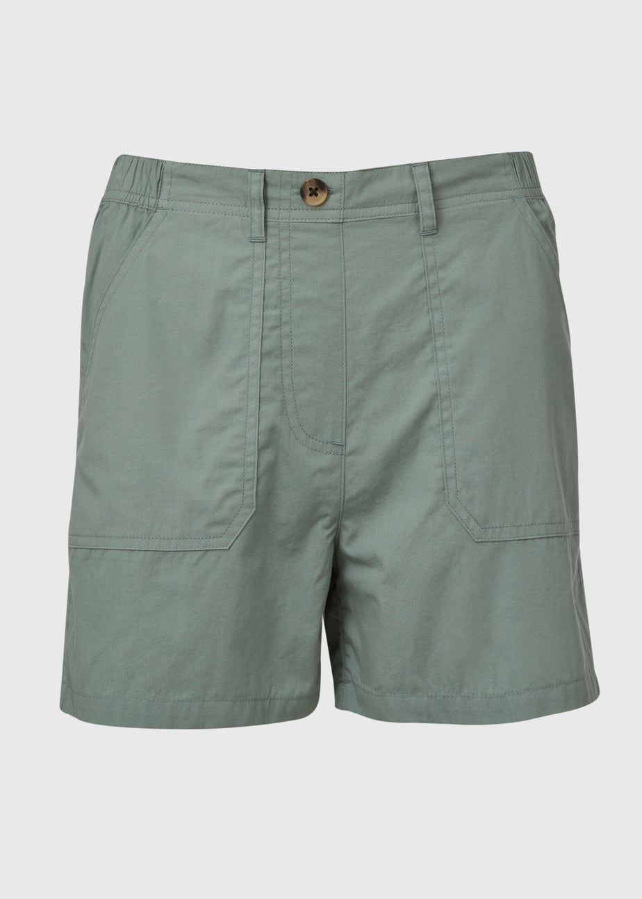 Green Poplin Shorts
