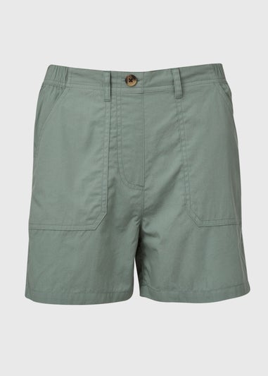 Green Poplin Shorts