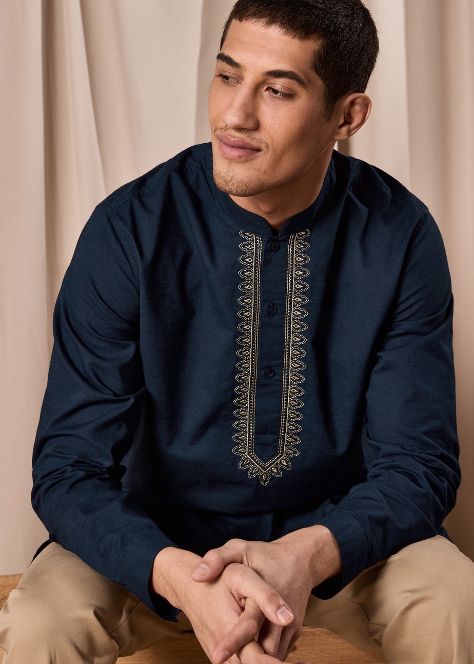 Navy Eid Kurta Shirt