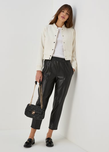 Ivory Boucle Bomber Jacket