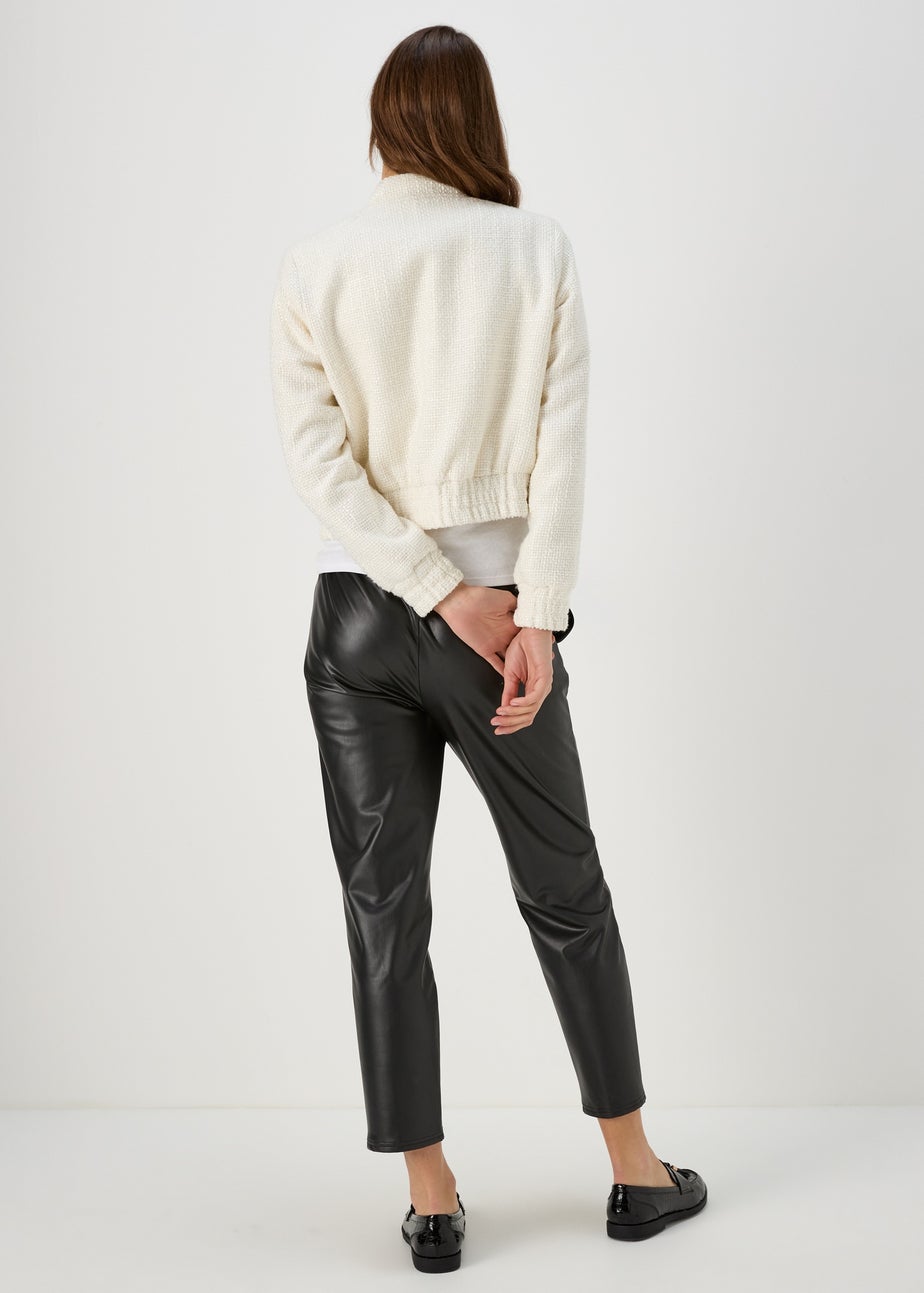 Ivory Boucle Bomber Jacket