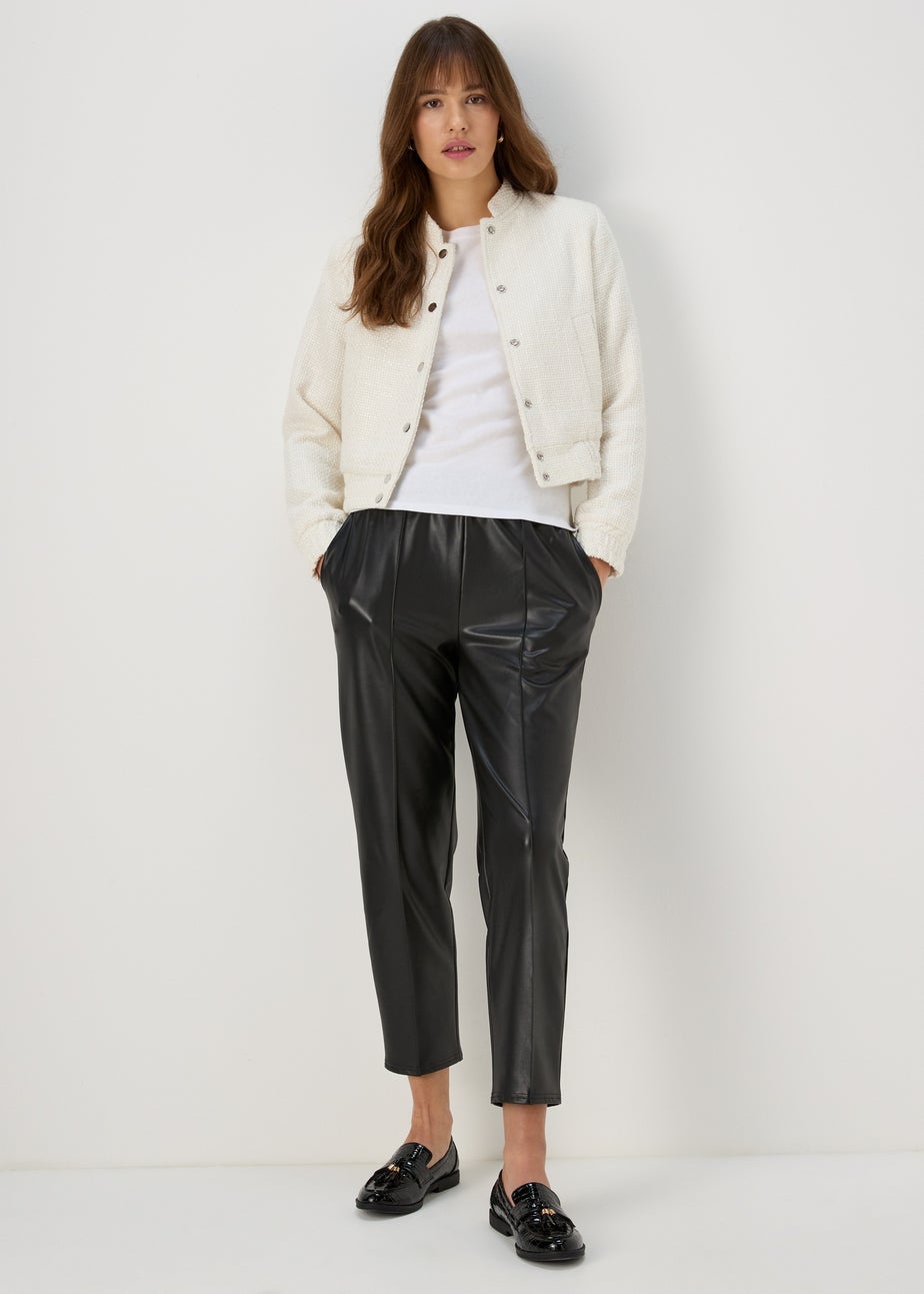 Ivory Boucle Bomber Jacket