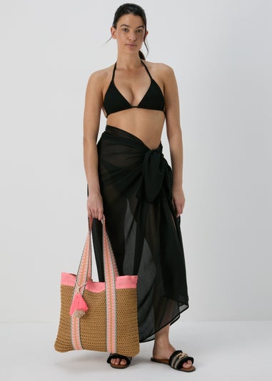 Natural Pink Straw Detail Bag