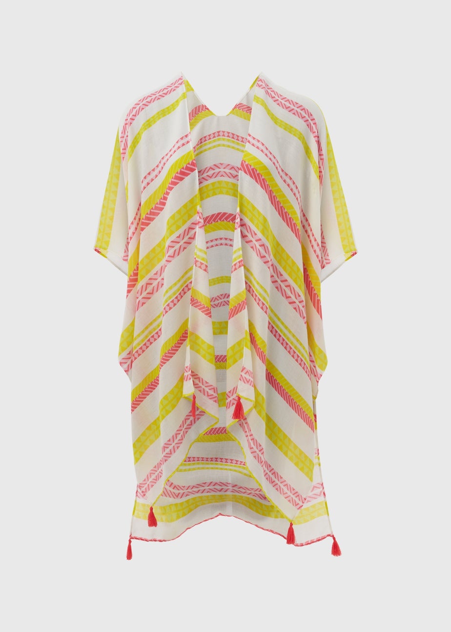 Multicoloured Aztec Stripe Print Kimono