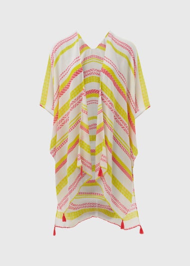 Multicoloured Aztec Stripe Print Kimono