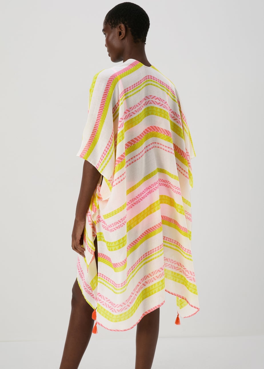 Multicoloured Aztec Stripe Print Kimono