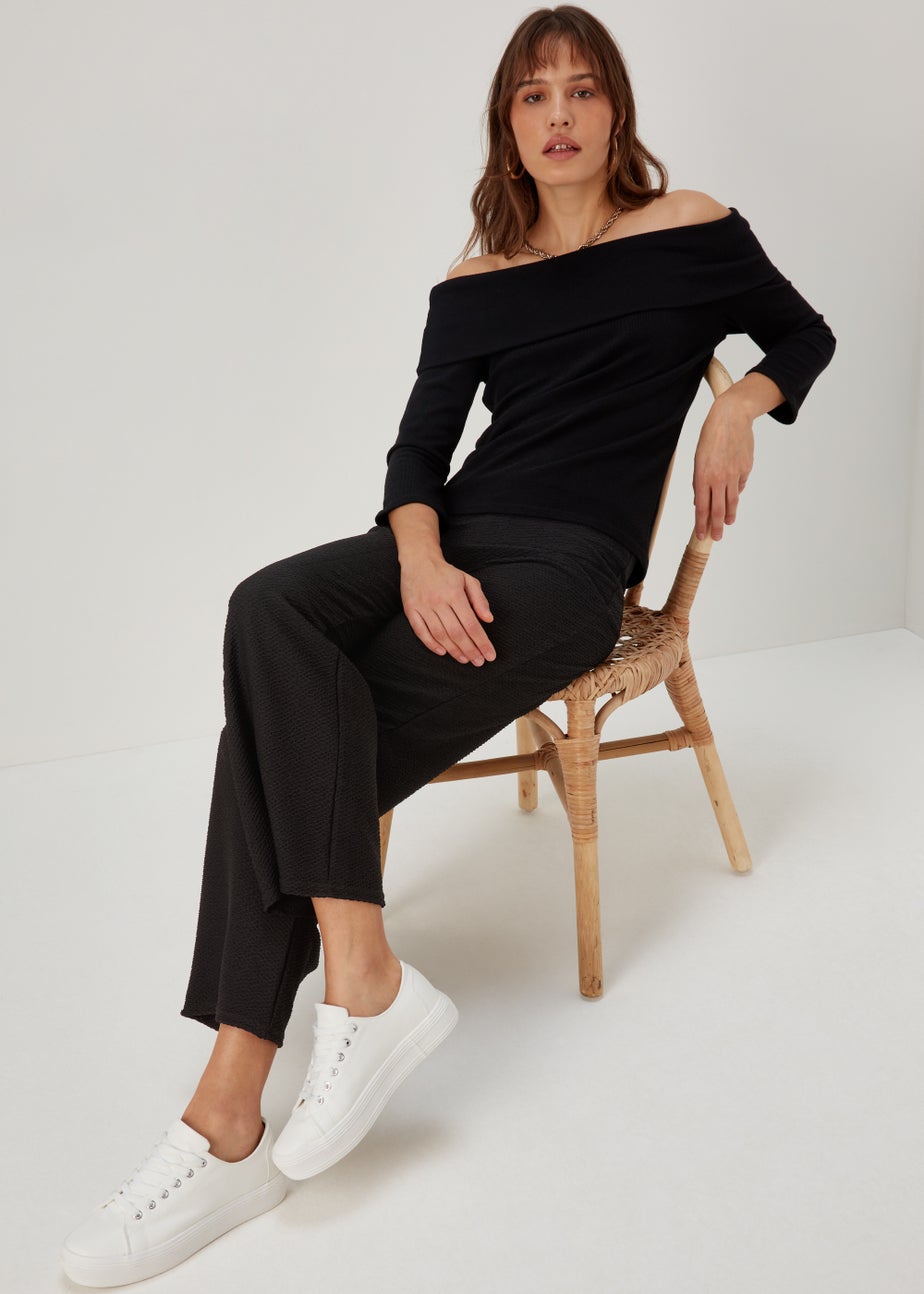 Black Textured Trousers