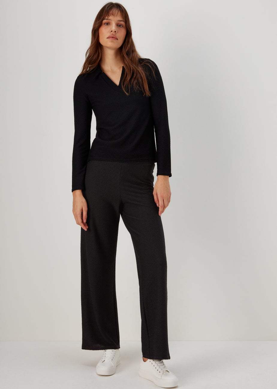 Black Textured Trousers