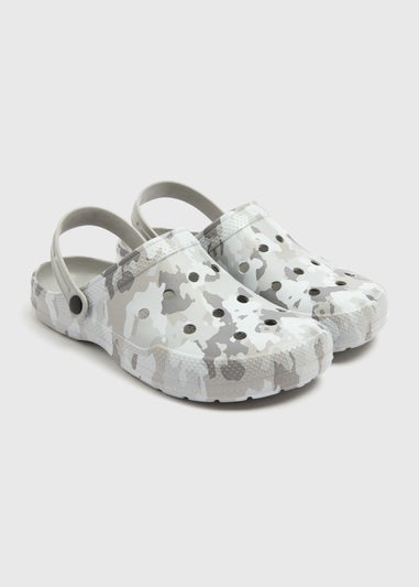 Grey Camo Printed Clogs
