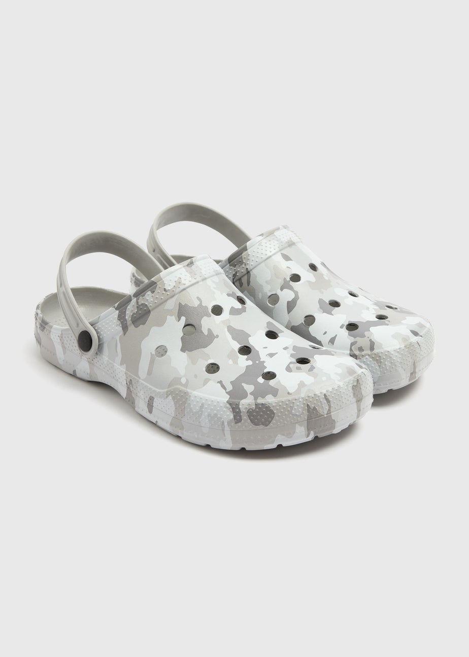 Grey Camo Printed Clogs