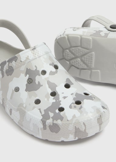Grey Camo Printed Clogs
