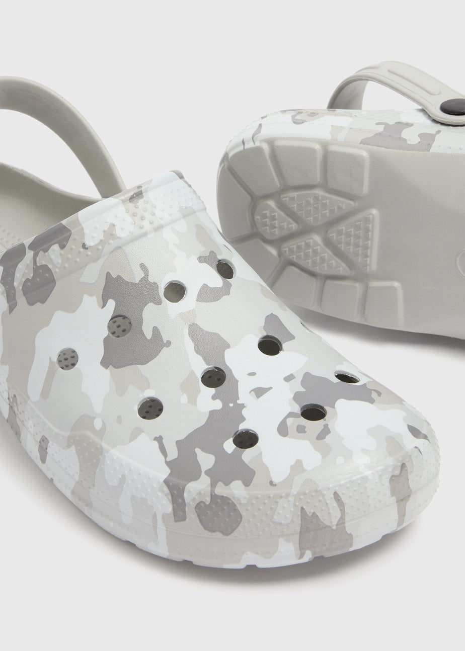 Grey Camo Printed Clogs