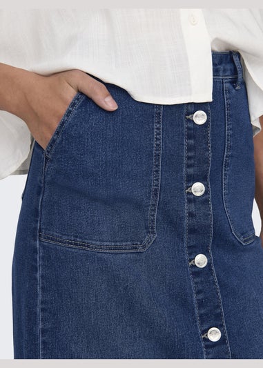 JDY Blue Button Denim Skirt