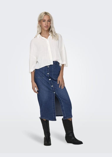 JDY Blue Button Denim Skirt